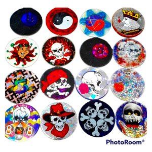 Pogs bundle of 16 - skulls and shiny holo